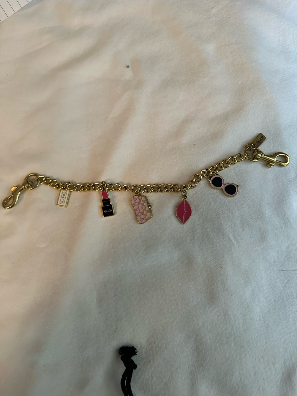 Coach Gold Charm Bag chain/charm  with Pink Enamel Accents